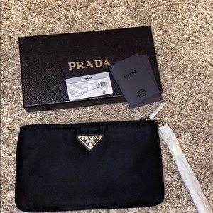 NEW Prada Nylon Black Clutch Wristlet